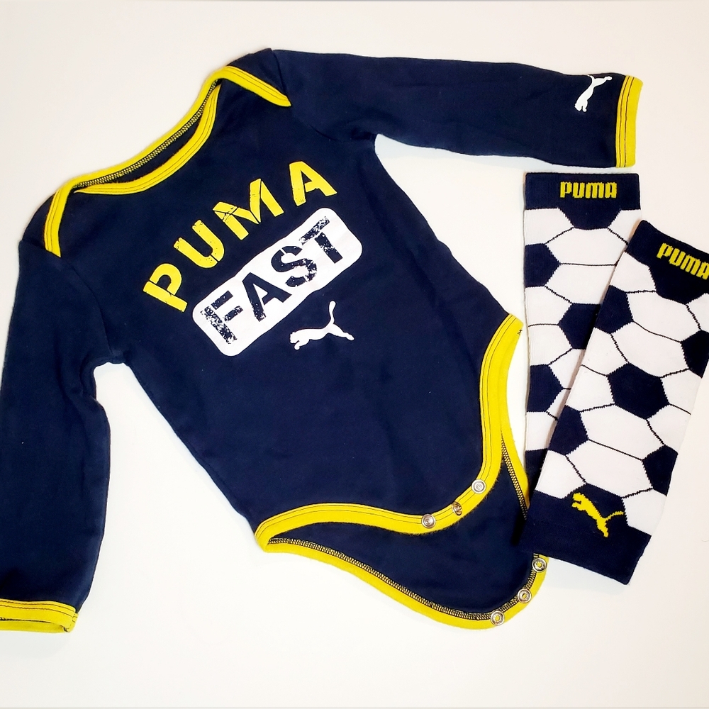 Puma 0-6 Months Baby Long Sleeve Onesie with Leg Warmers
